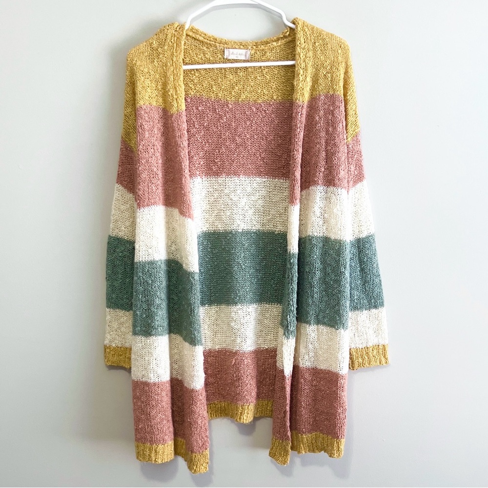 Altar'd State Striped Texture Knit Cardigan Sweater